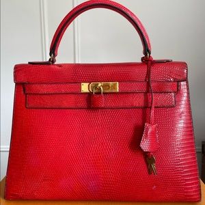 Hermes Lizard Sellier Kelly 32 - Rouge RARE
